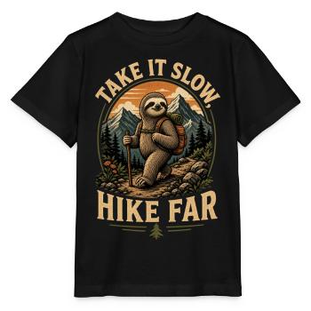 Take It Slow Hike Far Sloth - Stanley/Stella MINI CREATOR Kids’ T-Shirt - black - Front - Mikhail (115cm)