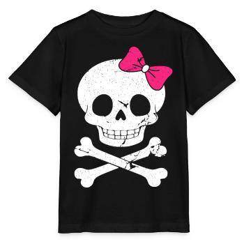 Cute skull with pink bow - Stanley/Stella MINI CREATOR Kids’ T-Shirt - black - Front - Mikhail (115cm)