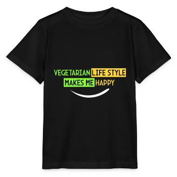 mode de vie végétarien - Je suis heureux - T-shirt bio MINI CREATOR Stanley/Stella Enfant - noir - Devant - Mikhail (115cm)