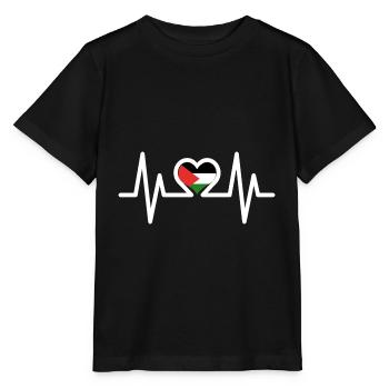 Heartbeat Palestine Freedom for Palestine Gaza - Stanley/Stella MINI CREATOR Kids’ T-Shirt - black - Front - Mikhail (115cm)