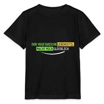 vegetarisch macht mich glücklich - Stanley/Stella Kinder T-Shirt MINI CREATOR  - Schwarz - Vorne - Mikhail (115cm)
