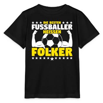 Die besten Fußballer heißen Folker - Stanley/Stella Kinder T-Shirt MINI CREATOR  - Schwarz - Vorne - Mikhail (115cm)