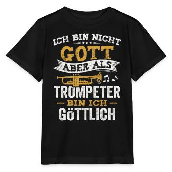 Als Trompeter bin ich göttlich Jazz Trompete - Stanley/Stella Kinder T-Shirt MINI CREATOR  - Schwarz - Vorne - Mikhail (115cm)