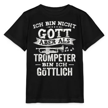Als Trompeter bin ich göttlich Jazz Trompete - Stanley/Stella Kinder T-Shirt MINI CREATOR  - Schwarz - Vorne - Mikhail (115cm)
