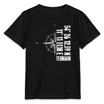Fehmarn Insel Atlantik Koordinaten Karte Urlaub - Stanley/Stella Kinder T-Shirt MINI CREATOR  - Schwarz - Vorne - Mikhail (115cm)