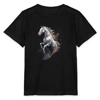 Springpferd Polygon im Staub - Stanley/Stella Kinder T-Shirt MINI CREATOR  - Schwarz - Vorne - Mikhail (115cm)