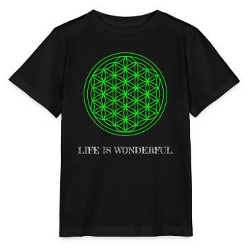 Fleur de Vie. La vie est merveilleuse. - T-shirt bio MINI CREATOR Stanley/Stella Enfant - noir - Devant - Mikhail (115cm)