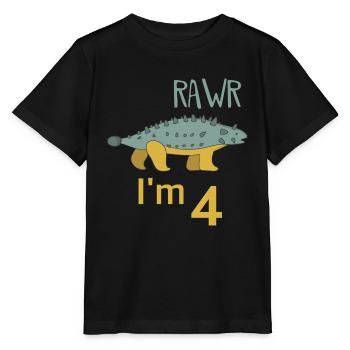 Pour 4 anniversaire pour les gars filles Ankylosaure - T-shirt bio MINI CREATOR Stanley/Stella Enfant - noir - Devant - Mikhail (115cm)