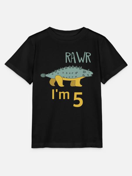 Zum 5 Geburtstag für Jungs Mädchen Ankylosaurus - Stanley/Stella Kinder T-Shirt MINI CREATOR - Schwarz