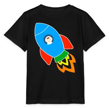 Rocket with astronaut - Stanley/Stella MINI CREATOR Kids’ T-Shirt - black - Front - Mikhail (115cm)