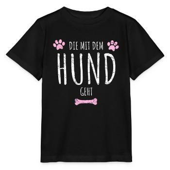 Die mit dem Hund geht | Hundepfoten Retro Vintage - Stanley/Stella Kinder T-Shirt MINI CREATOR  - Schwarz - Vorne - Mikhail (115cm)
