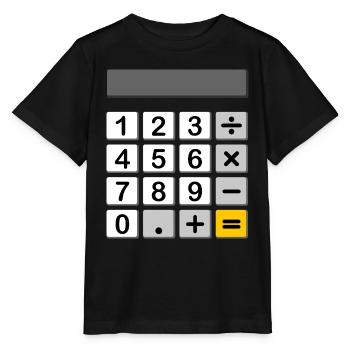 Calculator as a carnival & carnival costume - Stanley/Stella MINI CREATOR Kids’ T-Shirt - black - Front - Mikhail (115cm)