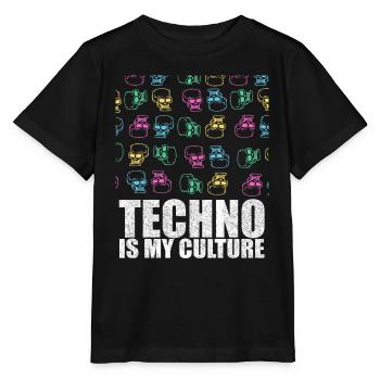 Techno Is My Culture Skull Design Geschenk - Stanley/Stella Kinder T-Shirt MINI CREATOR  - Schwarz - Vorne - Mikhail (115cm)