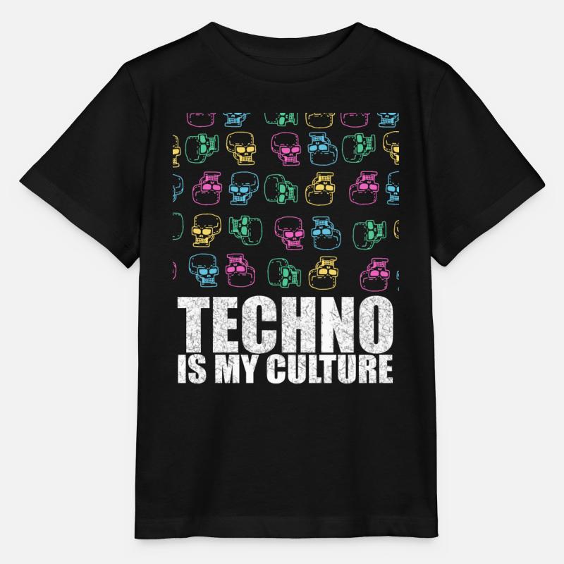 La techno est mon cadeau de conception de crâne de culture - T-shirt bio MINI CREATOR Stanley/Stella Enfant - noir