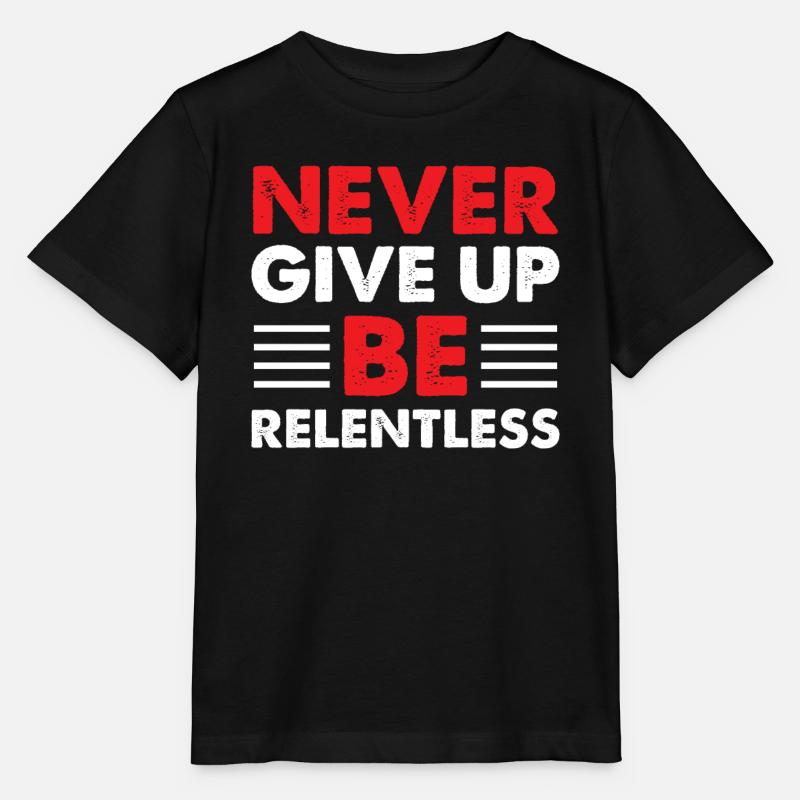 NEVER GIVE UP - Stanley/Stella Kinder T-Shirt MINI CREATOR - Schwarz