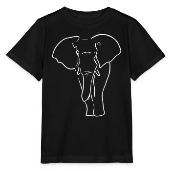 Elephant Line Art Line Drawing Gift - Stanley/Stella MINI CREATOR Kids’ T-Shirt - black - Front - Mikhail (115cm)