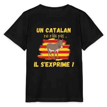 Catalan - Il s'exprime humour homme ou femme - T-shirt bio MINI CREATOR Stanley/Stella Enfant - noir - Devant - Mikhail (115cm)