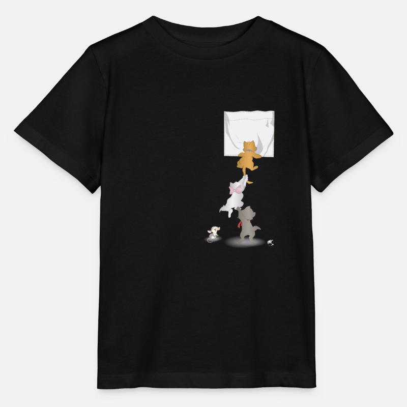Trois chats et une image de souris rieure - T-shirt bio MINI CREATOR Stanley/Stella Enfant - noir