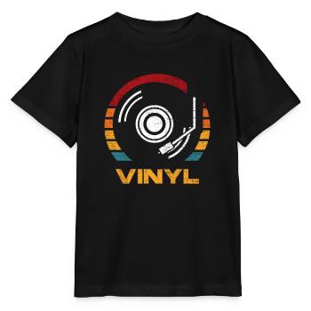 Retro Vinyl Junkie Record DJ Music Gift - Stanley/Stella MINI CREATOR Kids’ T-Shirt - black - Front - Mikhail (115cm)