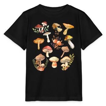 Mushrooms Mushroom Pickers Botany Natural Forest - Stanley/Stella MINI CREATOR Kids’ T-Shirt - black - Front - Mikhail (115cm)