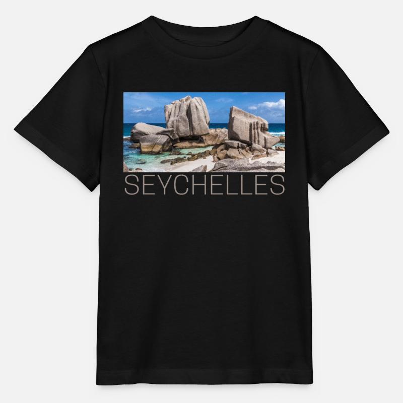 Seychelles Plage à La Digue - T-shirt bio MINI CREATOR Stanley/Stella Enfant - noir