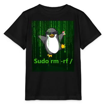 Penguin Linux Sudo - Stanley/Stella MINI CREATOR Kids’ T-Shirt - black - Front - Mikhail (115cm)