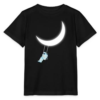 Astronaute swing lune - T-shirt bio MINI CREATOR Stanley/Stella Enfant - noir - Devant - Mikhail (115cm)