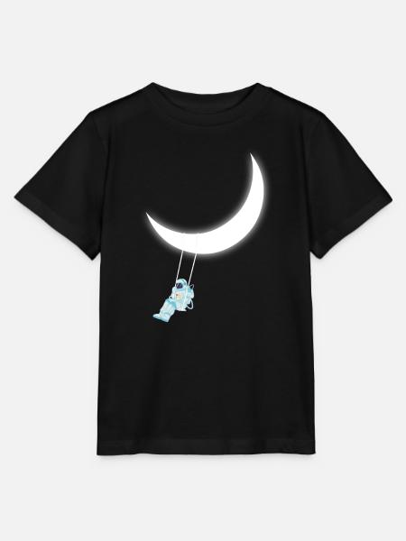 AstronautEnschaukel Mond - Stanley/Stella Kinder T-Shirt MINI CREATOR  - Schwarz