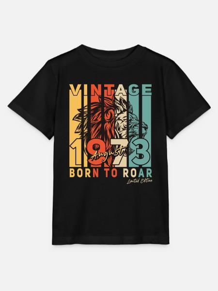 Löwe August 1973 Vintage Geschenk - Stanley/Stella Kinder T-Shirt MINI CREATOR - Schwarz