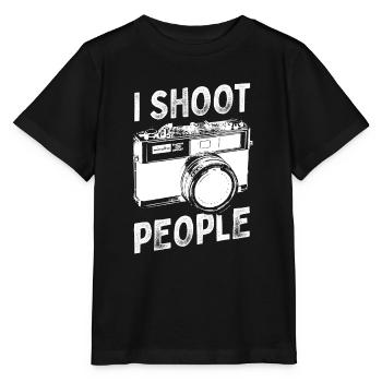 Photography Pun I Shoot People Vintage Camera - Stanley/Stella Kinder T-Shirt MINI CREATOR  - Schwarz - Vorne - Mikhail (115cm)