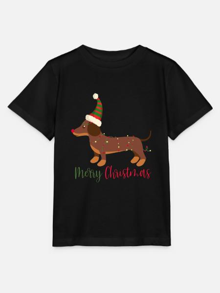 Dackel, Dachshund, Weihnachten, X-Mas, Christmas - Stanley/Stella Kinder T-Shirt MINI CREATOR - Schwarz