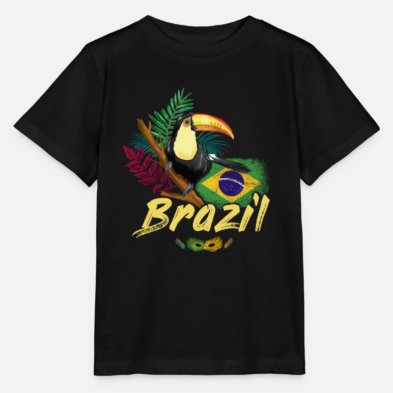Toucan vintage du Brésil avec drapeau et masque de samba - T-shirt bio MINI CREATOR Stanley/Stella Enfant - noir