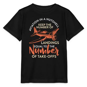 L’aviation en bref Gardez le nombre d’atterrissages - T-shirt bio MINI CREATOR Stanley/Stella Enfant - noir - Devant - Mikhail (115cm)