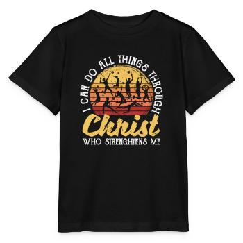 Volleyball Fan Christian Ich kann alle Dinge - Stanley/Stella Kinder T-Shirt MINI CREATOR  - Schwarz - Vorne - Mikhail (115cm)