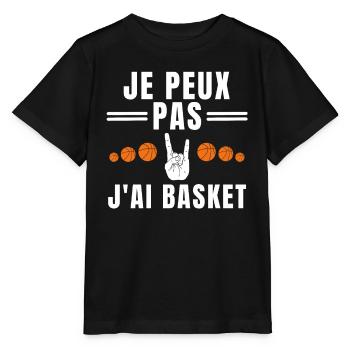 Je peux pas j ai basket signe de la main - T-shirt bio MINI CREATOR Stanley/Stella Enfant - noir - Devant - Mikhail (115cm)