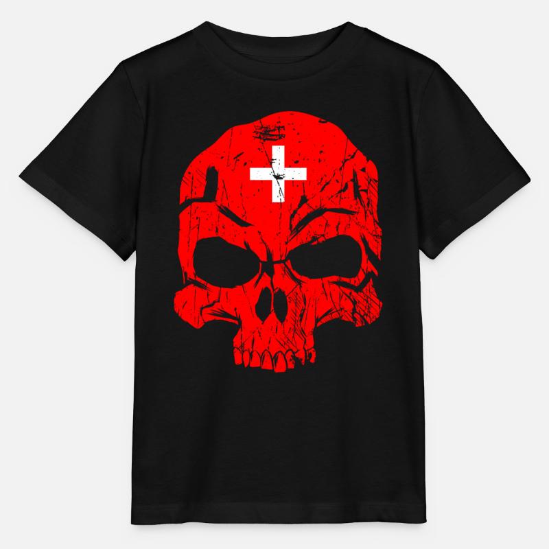 Schweiz Totenschädel - Stanley/Stella Kinder T-Shirt MINI CREATOR  - Schwarz