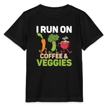 I Run On Coffee & Veggies Veggie Funny Veganism - Stanley/Stella MINI CREATOR Kids’ T-Shirt - black - Front - Mikhail (115cm)