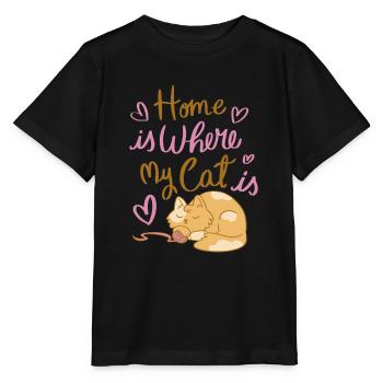 Cat Pet Cat Cats Domestic Cat Kitten - Stanley/Stella MINI CREATOR Kids’ T-Shirt - black - Front - Mikhail (115cm)