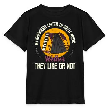 Mes voisins écoutent de la bonne musique Polka Accordio - T-shirt bio MINI CREATOR Stanley/Stella Enfant - noir - Devant - Mikhail (115cm)