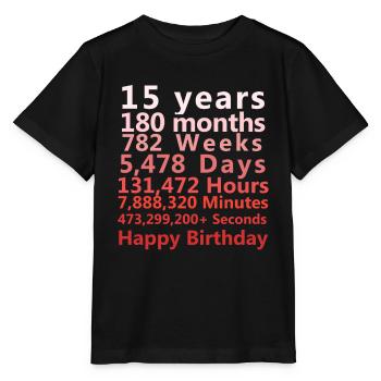 15 ans Anniversaire | Joyeux anniversaire Doux 15ème |5ème - T-shirt bio MINI CREATOR Stanley/Stella Enfant - noir - Devant - Mikhail (115cm)