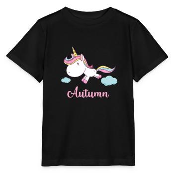 AUTUMN Pink Unicorn Novelty - Stanley/Stella MINI CREATOR Kids’ T-Shirt - black - Front - Mikhail (115cm)