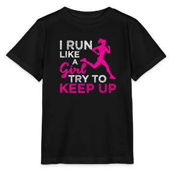 Funny Running Athletics I run like a girl - Stanley/Stella MINI CREATOR Kids’ T-Shirt - black - Front - Mikhail (115cm)