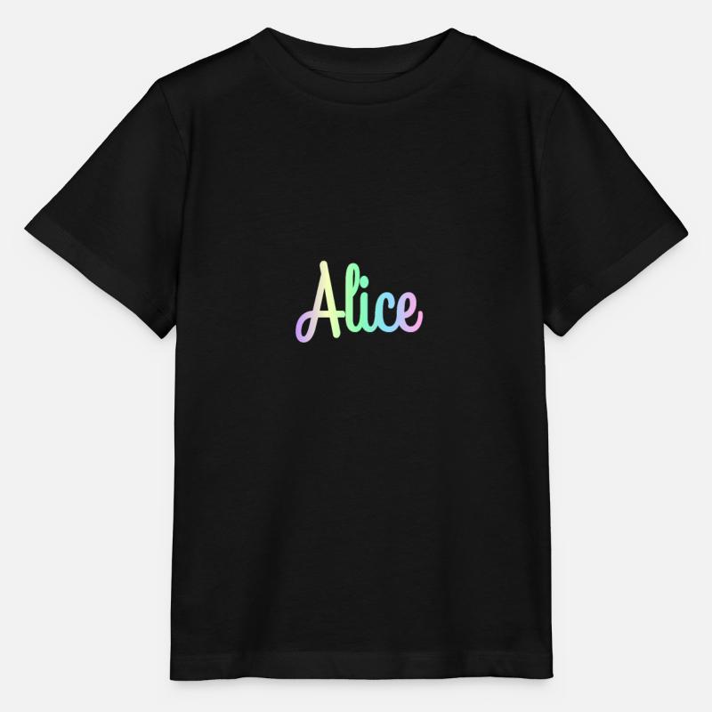 ALICE Rainbow Cursive Minimaliste - T-shirt bio MINI CREATOR Stanley/Stella Enfant - noir
