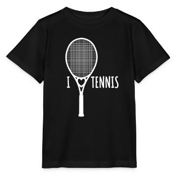 I love Tennis - Tennisschläger Herz - Hobby - Stanley/Stella Kinder T-Shirt MINI CREATOR  - Schwarz - Vorne - Mikhail (115cm)