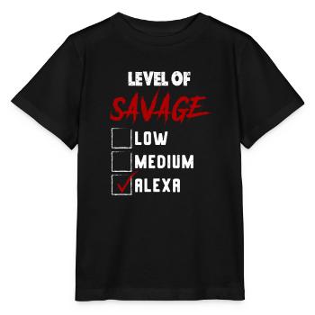 Level of Savage: ALEXA Checkmark Novelty Custom Na - Stanley/Stella MINI CREATOR Kids’ T-Shirt - black - Front - Mikhail (115cm)