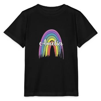 AMELIA Rainbow Cursive - Stanley/Stella Kinder T-Shirt MINI CREATOR  - Schwarz - Vorne - Mikhail (115cm)