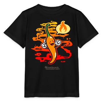 Chili Kawaii Comic Chilischote - Stanley/Stella Kinder T-Shirt MINI CREATOR  - Schwarz - Vorne - Mikhail (115cm)