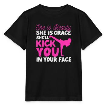 Funny Karate Girl Tae-Kwon Do She is beauty - Stanley/Stella MINI CREATOR Kids’ T-Shirt - black - Front - Mikhail (115cm)