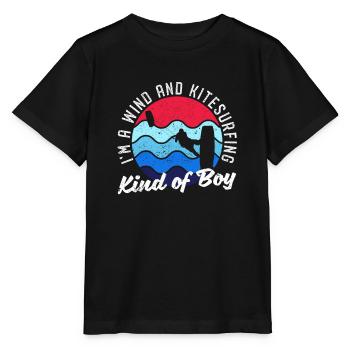 Ich bin ein Wind- und Kitesurfing-Junge Kitesurfer - Stanley/Stella Kinder T-Shirt MINI CREATOR  - Schwarz - Vorne - Mikhail (115cm)