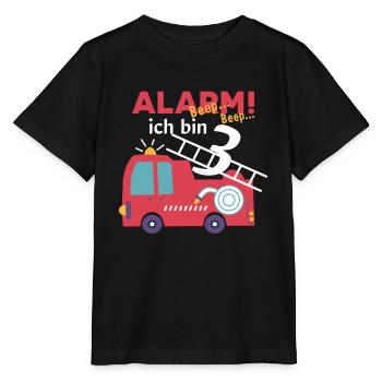 Alarm! Ich bin 3 Feuerwehr Design - Stanley/Stella Kinder T-Shirt MINI CREATOR  - Schwarz - Vorne - Mikhail (115cm)